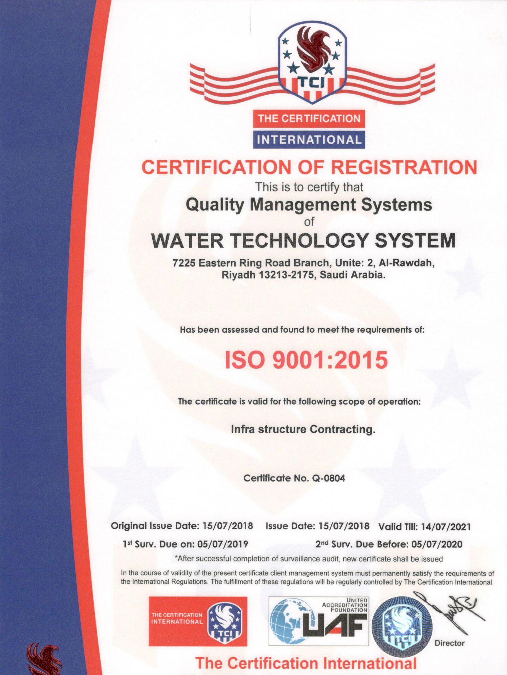 Quality Management System Certification ISO - 9001 : 2015