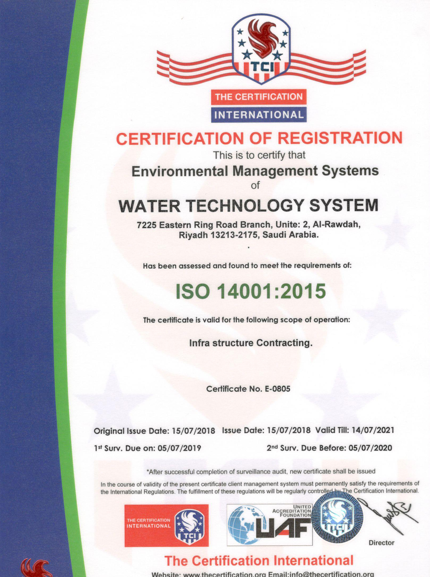 Environmental Management System Certification ISO - 14001 : 2015